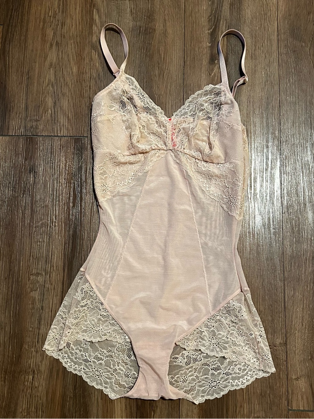 Spanx Nude Lace Mesh Shaping Teddy Bodysuit, Coquette, Cottagecore, Fairycore, M